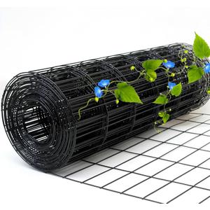 Black Metal Garden Fence, 48inch(H) x 100ft(L), 2 inch x 3 inch,14GA 2/3/4/5/6 Ft Tall Chicken Wire PVC Coated Welded Wire Mesh Roll for Dogs Border Yard Vegetable Plant Protection Poultry Netting