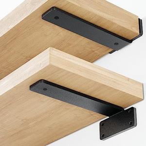 Orbeto Heavy Duty Floating Shelf Bracket (10 inch-6 Pack) with (1/4”-Thick) Metal Black, Holds 160+lb, Powder Coated, Complete Mounting Hardware, Easy Install, Clear Instructions