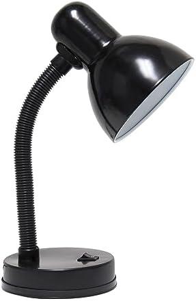 Simple Designs LD1003-BLK Basic Metal Desk Lamp with Flexible Hose Neck for Office, Living Room, Bedroom, College Dorm, Bookshelf, Black