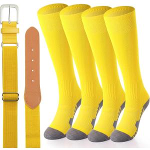 BEARAE Youth Baseball Socks with Belt Combo, Adjustable Elastic Belts and Softball Socks Set for Boys and Girls, M 