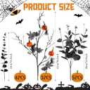 12 Pcs Halloween Decorations Artificial Flowers with Pumpkins, Maple Leaf Floral Stems Black Eucalyptus Halloween Centerpiece for Tables Vase Fillers Gothic Party Ornaments and Picks