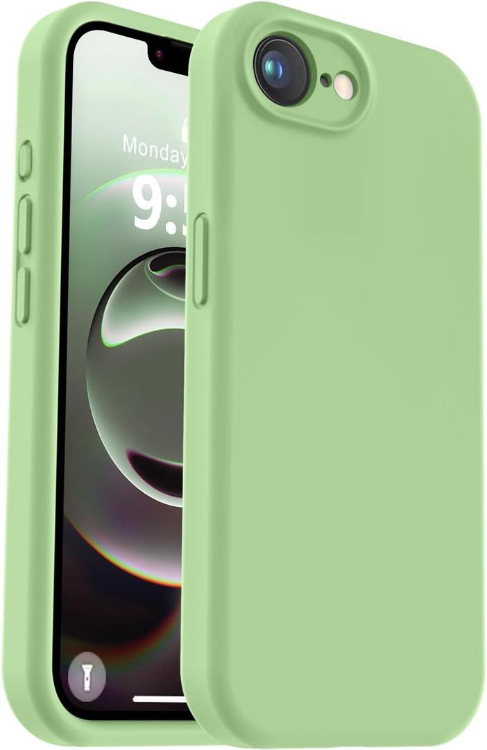 Vooii Compatible with iPhone 16e Case, Liquid Silicone Upgrade [Camera Protection] [Soft Anti-Scratch Microfiber Lining] Shockproof Phone Case for iPhone 16e 6.1 inch - Matcha