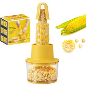 Corn Peeler Stripper for Corn on the Cob, Stainless Steel Corn Cob Stripping Tool, Corn Thresher with Bowl No Splash No Waste