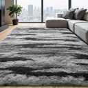 Zentavio Area Rugs for Living Room Large Rugs for Bedroom 6x9 Carpet Fluffy Fuzzy Soft Shag Aesthetic Plush High Pile Gray Throw Rug for Nursery Kids Room Dorm Waved Grey