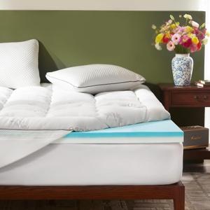 BEDLORE 4 Inch Memory Foam Mattress Topper King,2-in-1 Dual Layer Design (2" Gel Memory Foam + 2" Plush Pillow Top Cover) Mattress Topper Medium-Firm,Pressure Relief & Back Pain Support(White)