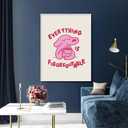 Pink Dog Wall Art - Motivational Positive Affirmations Quote Poster, Cute Animal Print for Kids Bedroom & Nursery Decor, Inspirational 'Everything is Figureoutable' Artwork (30X45cm Framed, colorful)