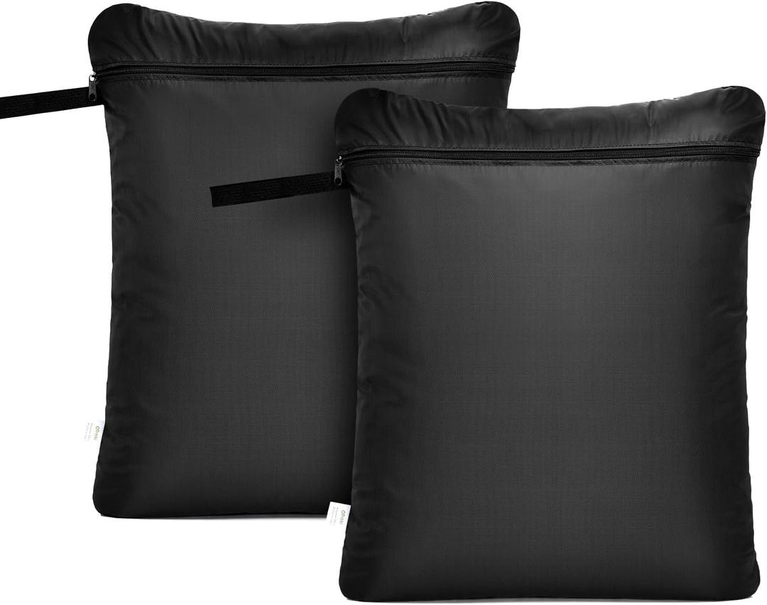 OTraki 20x24 inch Wet Bag for Swimsuit 2pcs Large Gym Wet Bag with Handle & Zipper Wet Clothes Organizing Machine Washable Waterproof Wet Dry Bag for Travel Drying Do Not Exceed 176 Black