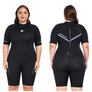 Plus Size Wetsuit for Women and Men, 3mm Back Zip Shorty Wetsuit, XL