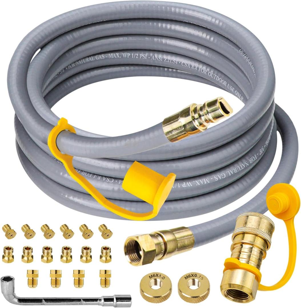 5249 Propane to Natural Gas Conversion Kit for Blackstone 28"/36" Griddle, 10 FT 3/8" ID Natural Gas Hose With 3/8" Female Flare Fitting for Tailgater, Rangetop Combo & Burner Stove, 1/2 PSI