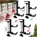 TGLIFEVER Christmas Garland and Stocking Hangers for Mantle, Adjustable 2 in 1 Mantel Stocking Holders with Foldable Double Hooks, Heavy Duty No Drill Fireplace Garland Hooks for Xmas Home Decoration (A-Black-2 Packs)