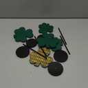 5 Pcs St Patricks Day Decorations Shamrock Wooden Sign Stand Irish Wood Centerpiece Table Decorations Freestanding Clover Signs St. Patrick's Day Decor for Gift Desk Party(Shiny Shamrock)