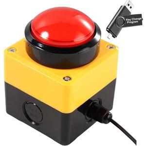 Programmable USB Macro Keyboard, Major Policy Decision Buttons, One Handed Gaming PC Switch Control Keyboard, USB Flash Drive with Customized Program, Default Enter Function, Red