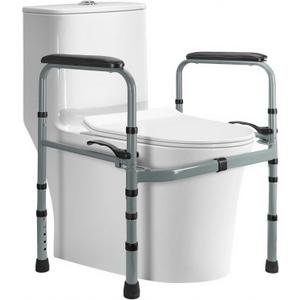 Toilet Safety Rail for Seniors  Adjustable & Foldable Toilet Safety Frame with Padded Handles, Stand Alone Bathroom Safety Rail & Toilet Support for Elderly, Fits Most Toilets, 350 lb Capacity (Large)