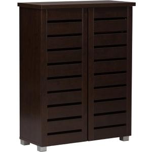 Wholesale Interiors Baxton Studio Adalwin Modern and Contemporary 2-Door Dark Brown Wooden Entryway Shoes Storage Cabinet, SC863522-Wenge