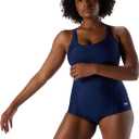 speedo Women's Swimsuit One Piece PowerFlex Princess Seam Ultraback Conservative Cut (6)