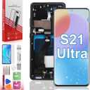 OLED for Samsung Galaxy S21 Ultra 5G Screen Replacement with Frame for Samsung S21 Ultra Screen Replacement SM-G998U G998A G988W LCD Touch Display digitizer with Tools Black (US Version)