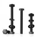 1/4-20 x 5 Hex Head Screws Bolts,Hex Nuts,Flat & Lock Washers,304 Stainless Steel 18-8,Black Zinc Plated,Fully Threaded(12 Sets)