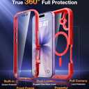 Diaclara Magnetic Designed for iPhone 17 Case 6.3'' Full Body Bumper,[Compatible with MagSafe] Military Drop Proof Phone Case with Built-in Screen Protector,Easy Install,No Gap,Red