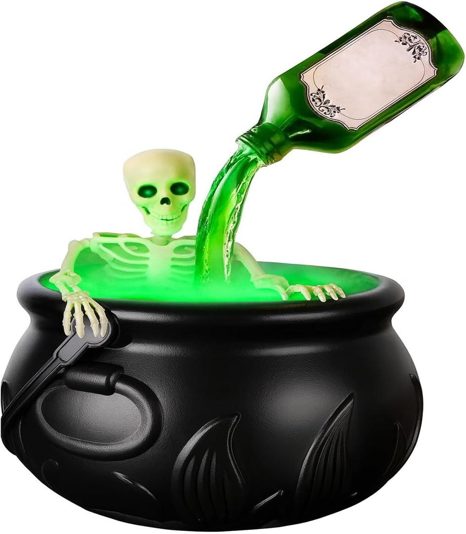 KYWYOYOU 2025 Halloween Decorations Indoor  Floating Potion Bottles with LED Mist Maker, Black Skull Pot Diffuser for Spooky Indoor Party Table & Home Decor