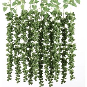 mizii 6Pcs Green Wisteria Hanging Flowers 48" Silk Wisteria Artificial Flowers Garland Vines Fake Hanging Flowers Decoration for Wedding Flower Wall Backdrop Centerpieces Party Room Decor (Green)