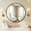 NEWBULIG 20 Inch Round Wall Mirror, Bathroom Mirrors for Over Sink, Matte Metal Framed Circle Vanity Mirror, Wall Decor for Bedroom, Entryway, Anti-Rust, Tempered Glass, Hanging or Leaning, Black