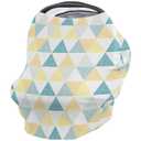 Nursing Cover for Breastfeeding Scarf, Geometric Blue Yellow White Baby Car Covers Super Soft Multi Use for Canopy Shopping Cart Cover Blanket Stroller Cover