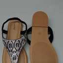 Luoika Women's Wide Width Flat Sandals, Flip Flop Thong Strappy Rhinestone Comfortable Summer Beach Shoes 8.5