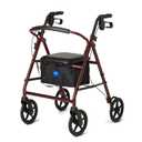 Medline Mobility Dependable Steel Rollator Walker, Burgundy, 300 lb. Weight Capacity, 8 Wheels, Adjustable Handle, Padded Seat & Backrest, Rolling Walker for Seniors and Mobility Impaired