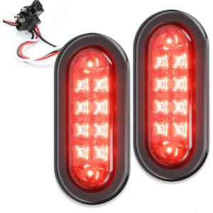 Red Trailer Truck LED Sealed RED 6" Oval Stop/Turn/Tail Light Marine Waterproof Including 3-pin water tight plug