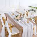 White Gauze Table Runner 10ft 120 Inch Tulle Fabric Seasonal Sheer Kitchen Dining Centerpieces Wedding Baby Shower Birthday Holiday Table Decor for Home Party