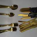 Astercook 24-Piece Silverware Set with Steak Knives Gold Flatware Set for 4 Food-Grade Stainless Steel Cutlery Set Mirror Polished Utensils Set Include Spoons and Forks for Home Gifts for Women