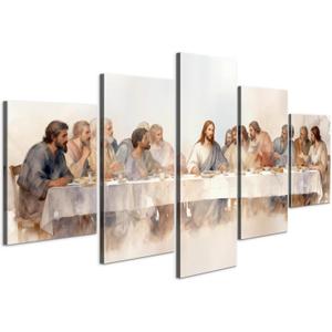 5 Pieces the Last Supper Wall Art Framed Canvas Religious, 50" x 24"
