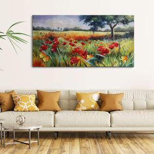 Wall Decor for Living Room Large Wall Art Green Trees Red Yellow Flowers Canvas Art Wall Decor for Bedroom Modern Home Decor Framed, Nature Prints Artwork Wall Decorations 24x48, 47"L x 24"W