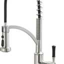 Kitchen Faucet with Pull Down Sprayer, Single Handle Brushed Nickel High Arc Commercial Farmhouse Kitchen Sink Faucet with Deck Plate