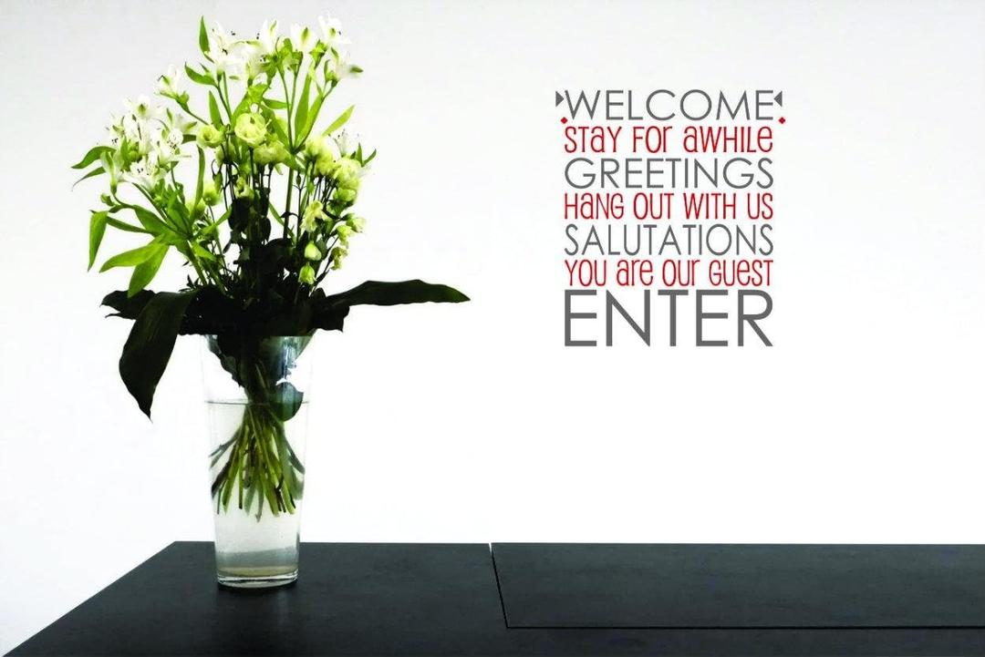 Design With Vinyl Design With Vinyl Wall Decal Welcome Stay for Awhile Motivational Wall Decal for Boys Girls Bedroom - Size: 17" X 24"
