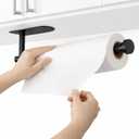 Paper Towel Holder Under Cabinet, Self Adhesive or Screw Mount, Fits Most Standard US Paper Towel Rolls, SUS304 Stainless Steel, Black
