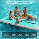VEBESYET Inflatable Floating Dock for Adults & Dogs, 6-Inch Platform | Durable Drop-Stitch PVC Floating Dock with EVA Dog Ramp for Pets, Swimming, Fishing, Lakes & Beaches, MintGreen+Light Gray+Ramp, 5ft × 6ft × 6"
