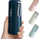 8 oz Water Bottles Made of 304 Stainless Steel, Small Water Bottles Double Wall Vacuum Insulation for Hot&Cold Drinks, Water Bottle Purse with Carry Handle - 100% Leakproof(Dark-Blue) (8.5 Ounces)