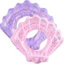 Juexica 2 Pack Shell Swim Rings for Kids Inflatable Mermaid Seashell Pool Float Children Swimming Floatie Glitter Confetti Swim Tube Summer Beach Party Decorations for Kids Toddlers Teens