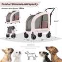 EchoSmile 4 Wheels Pet Stroller, Dog & Cat Stroller for All-Season, Lightweight Carrier with Storage Basket, Adjustable Handle, Removable Pad, Breathable Mesh, Up to 135 lbs, Pink