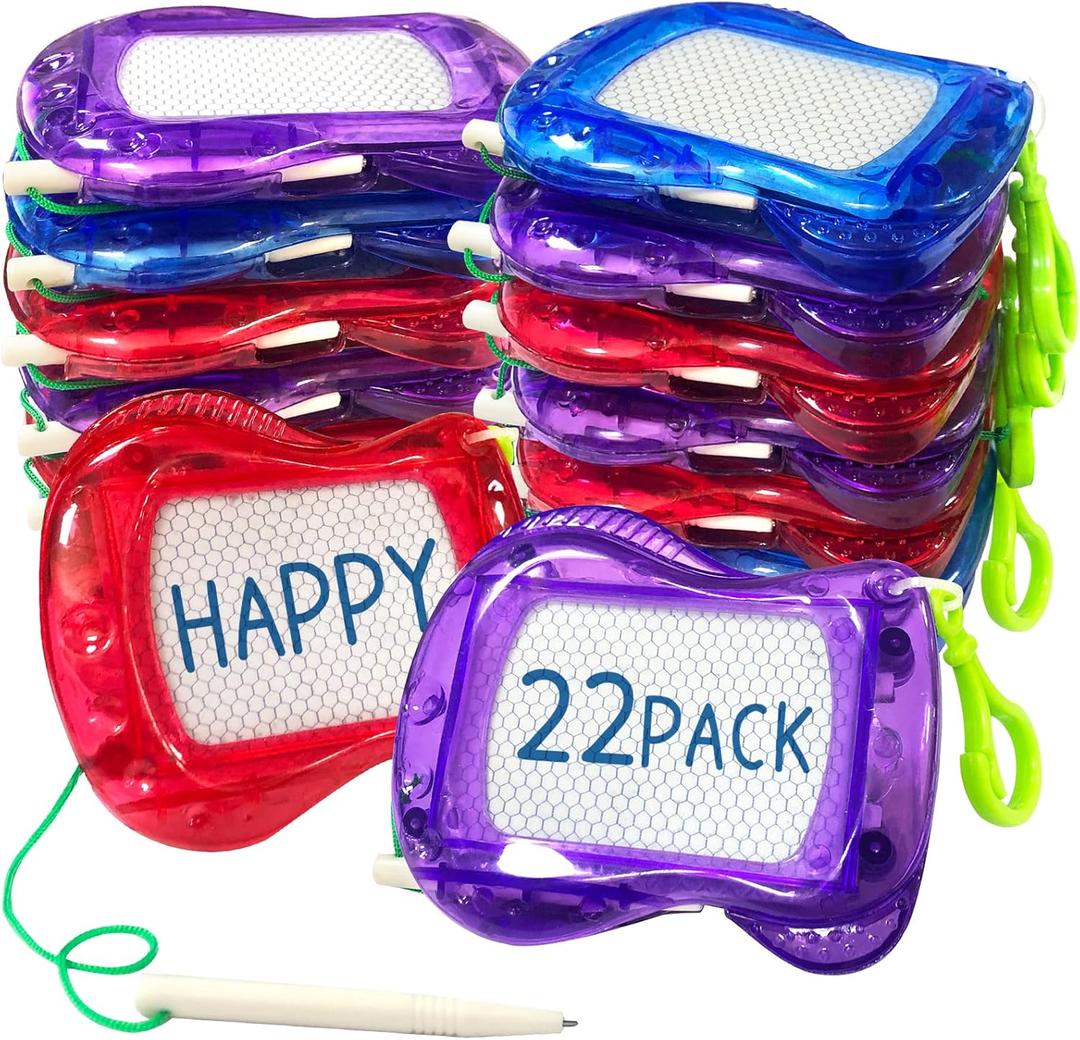 22 Pack Mini Magnetic Drawing Board(6 Colors), Kids Party Favors Backpack Keychain Doodle Drawing Boards, Erasable Sketch and Board Writing Pad for Boys Girls Classroom Supplies Goodie Bag Fillers