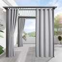 RYB HOME Outdoor Curtains for Patio Waterproof Block Sunlight Thermal Insulated Privacy Assured Thick Outside Curtains for Pergola, Deck, Gazebo, W52 x L108, Light Grey, 1 Panel