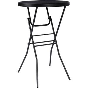 pollilar Cocktail Table 28in Portable Folding Bar Height Table, Compact Round High Top Plastic & Steel Bistro with Removable Legs, Indoor Outdoor RV Patio Catering Parties Commercial Events-Black, 70CM