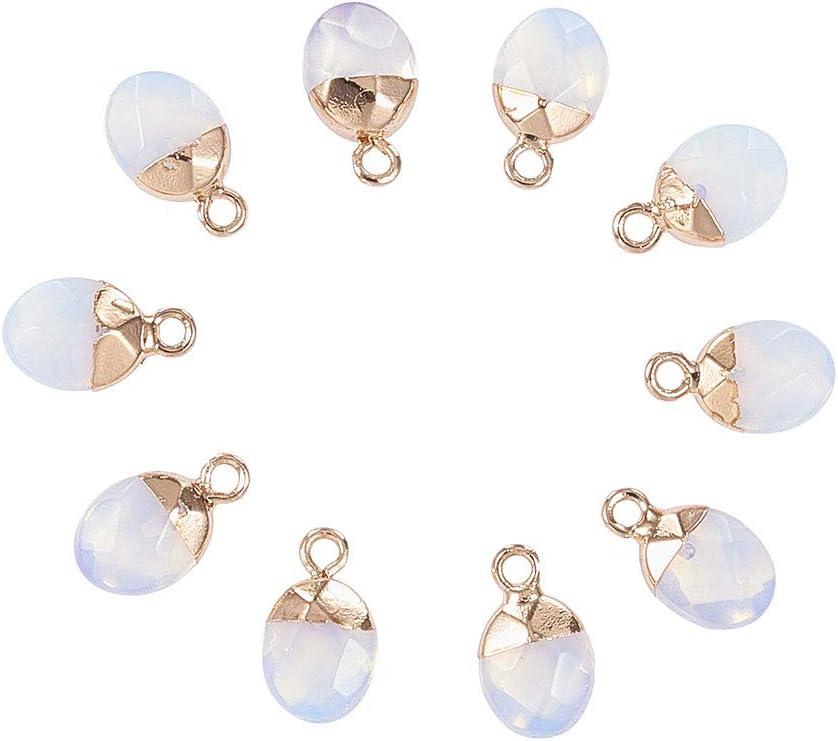 DanLingJewelry 20 pcs Natural Opalite Charms Faceted Oval Necklace Pendants Gemstone Charms for Jewelry Making 14x8x5mm