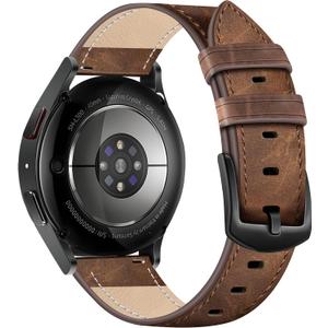 Leather Band for Men Compatible with Samsung Galaxy Watch 7/6/5/4/Active 2 40mm 44mm/Watch 6 Classic 43mm 47mm/Watch 5 Pro 45mm/Watch 4 Classic 42mm 46mm, 20mm Wristband Replacement Strap