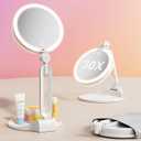 Travel Makeup Mirror with Lights 2026 New, 1X/30X Magnification Double Sided Lighted Mirror, 3 Color Lighting & Stepless Dimming, 2000mAh Foldable Portable Mirror for Desk & Travel