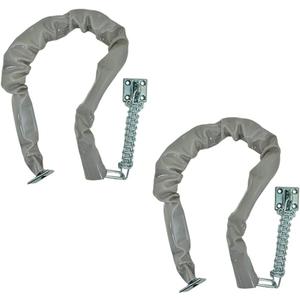 QCAA Extra Heavy Storm Door Chain Check, 25-1/2" Length, Zinc Die Cast Bracket, Satin Chrome, Steel Hook, Plastic Tube, 2 Pack, Made in Taiwan