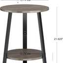 sthmec Small Round End Table, 2 Tier Side Table with Storage Shlef,Coffee Table Wooden Tabletop & Metal Frame,Round Accent Table Small Nightstands Couch Tables for Bedroom,Livingroom, Grey, 15.75''D x 15.75''W x 21.62''H