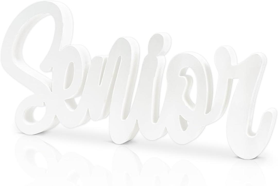 Senior 2026 Sign Wooden White Graduation Photo Props Graduation Decorations Class of 2026 Table Centerpiece Senior 2026 Sign for 2026 Party Decorations Supplies