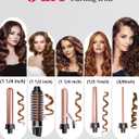 5 in 1 Curling Iron & Thermal Brush Set with 4 Interchangeable Ceramic Barrels (0.35-1.25) Fast Heat Dual Voltage Travel Hair Tools Birthday Gift for Women - Hair Curler Wand Kit for Curls & Blowout